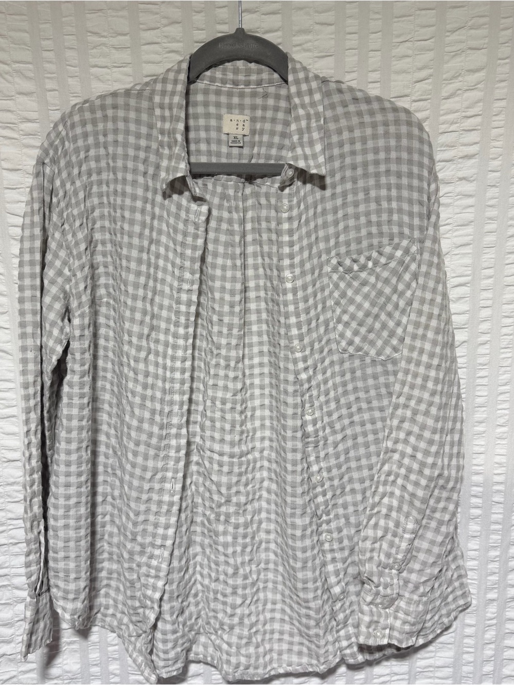 Light Gray Gingham Button-Up Shirt